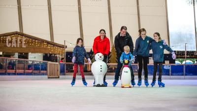 Family ice skating